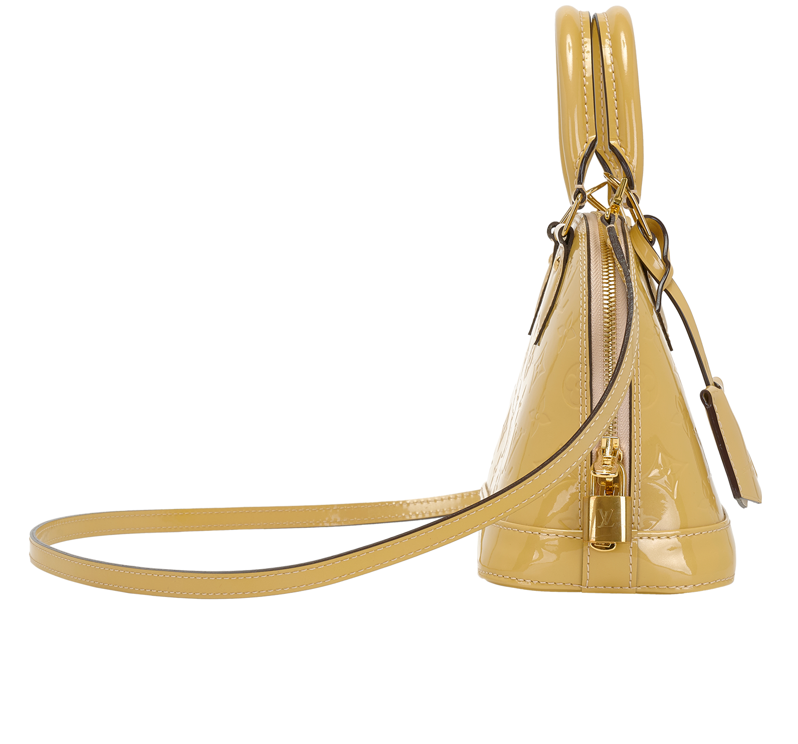 Alma BB, &pound;1,100, Handbags, Yellow, Patent Leather, Side view